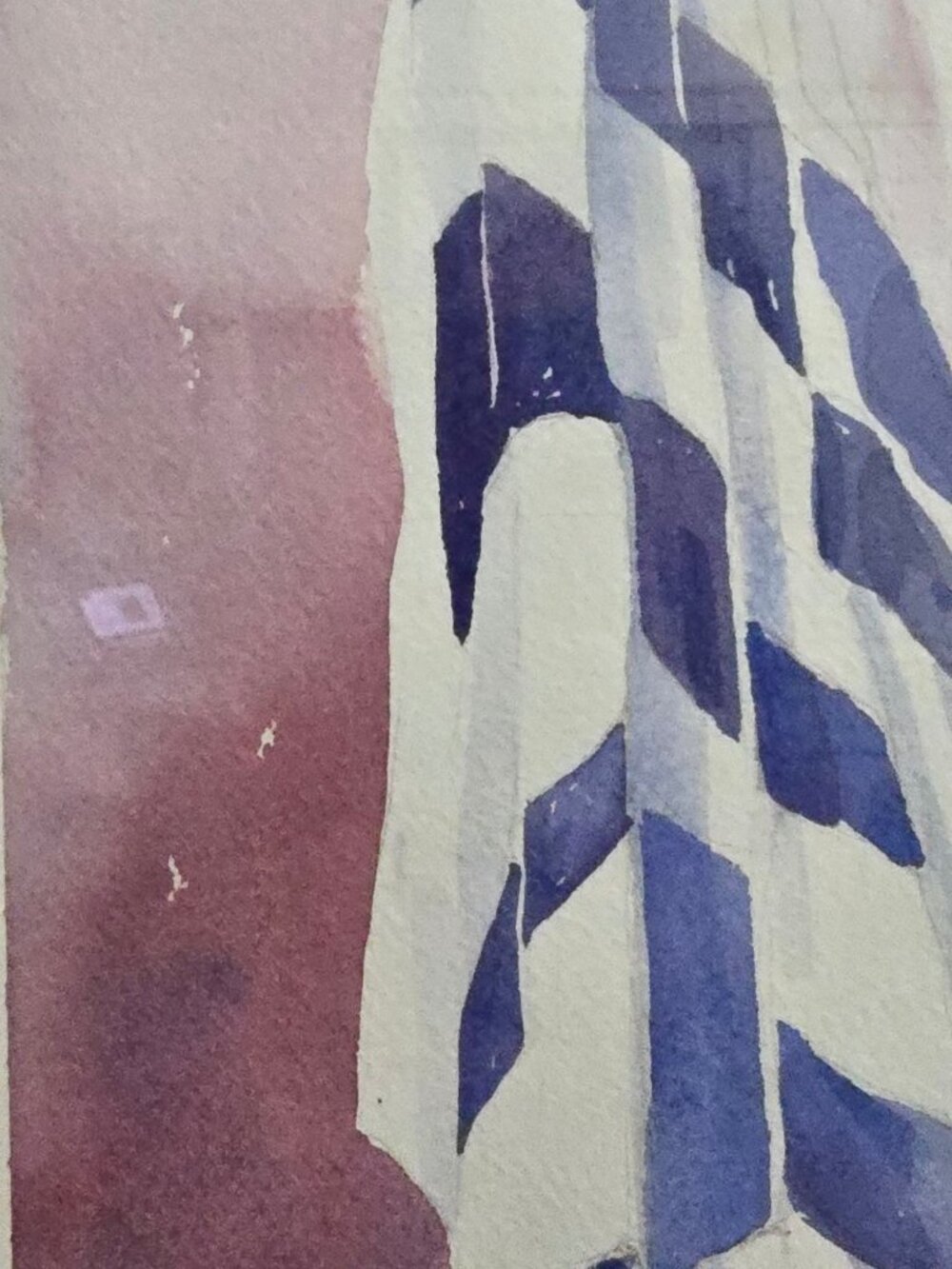 Woman With Blue & White Striped Cloth Watercolor By Hennessey In Silver Frame - Picture 4 of 14